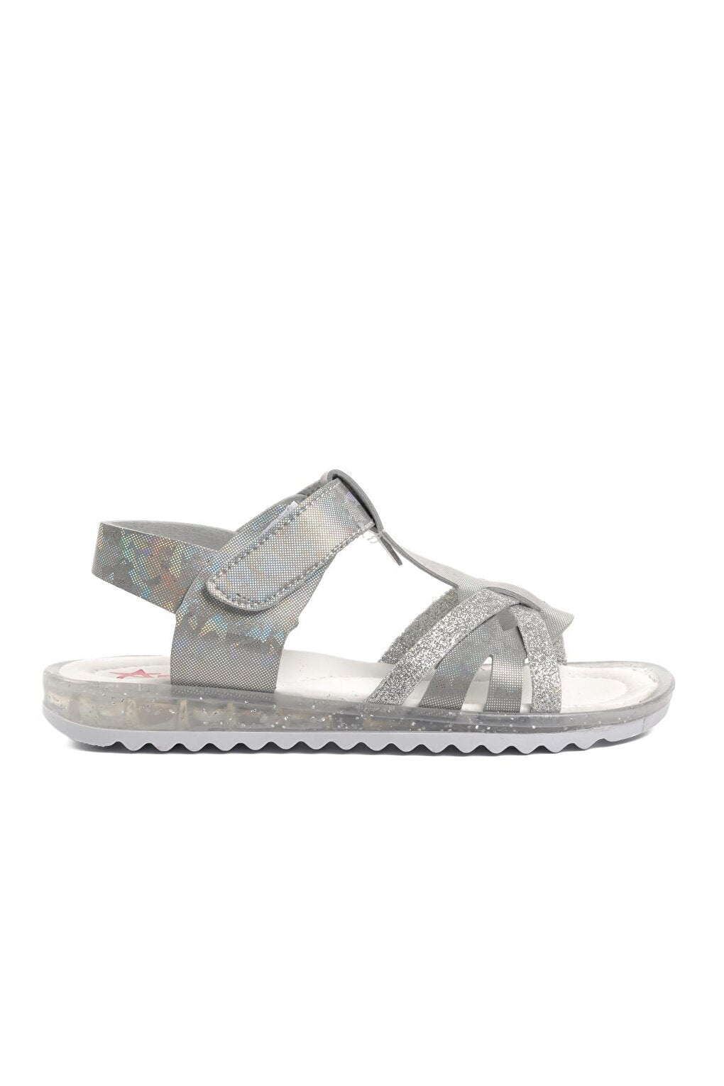 Silver Glittery Velcro Girls Sandals 1400-F