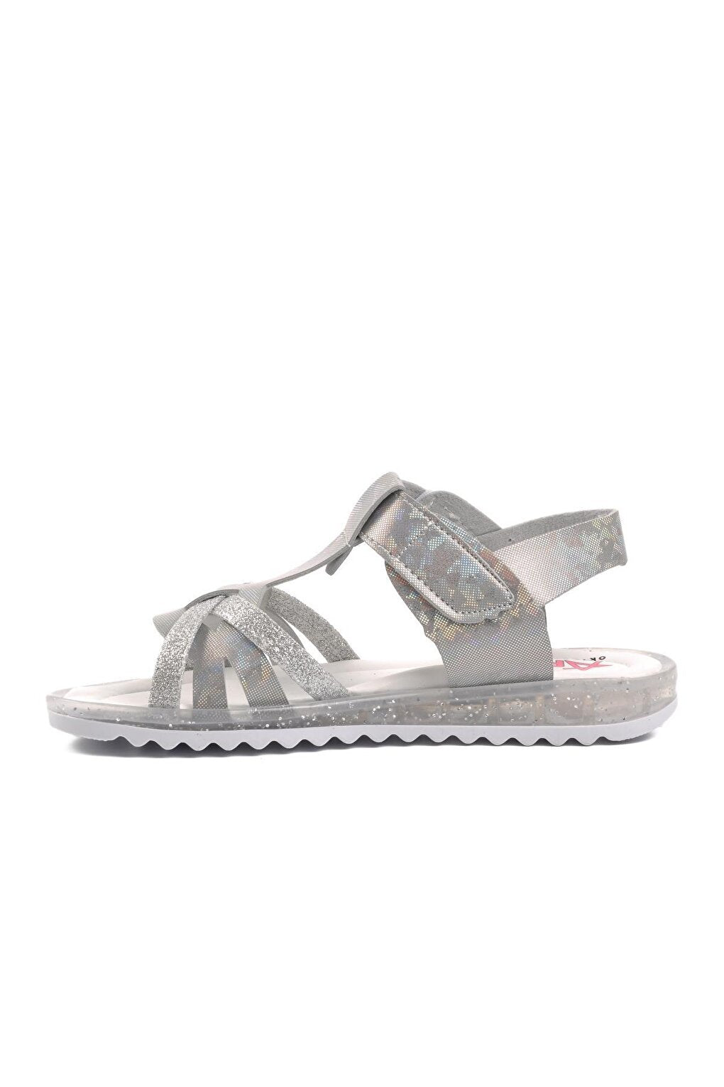 Silver Glittery Velcro Girls Sandals 1400-F