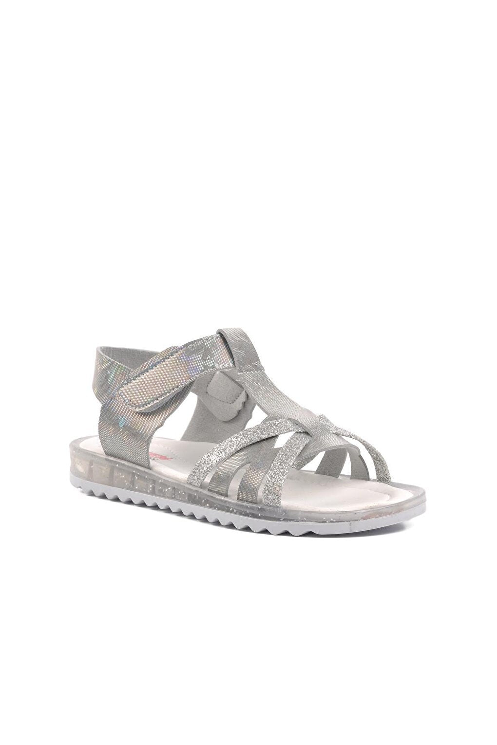 Silver Glittery Velcro Girls Sandals 1400-F