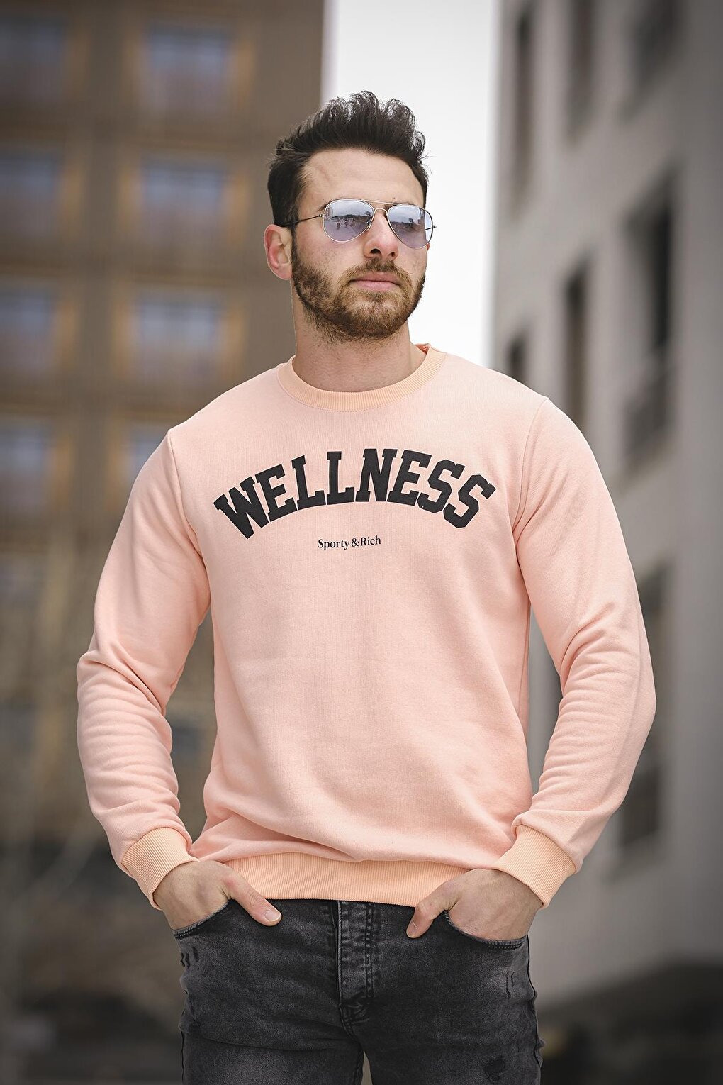 Wellness Slim Fit Three Thread Without Raising Printed Men's Sweatshirt