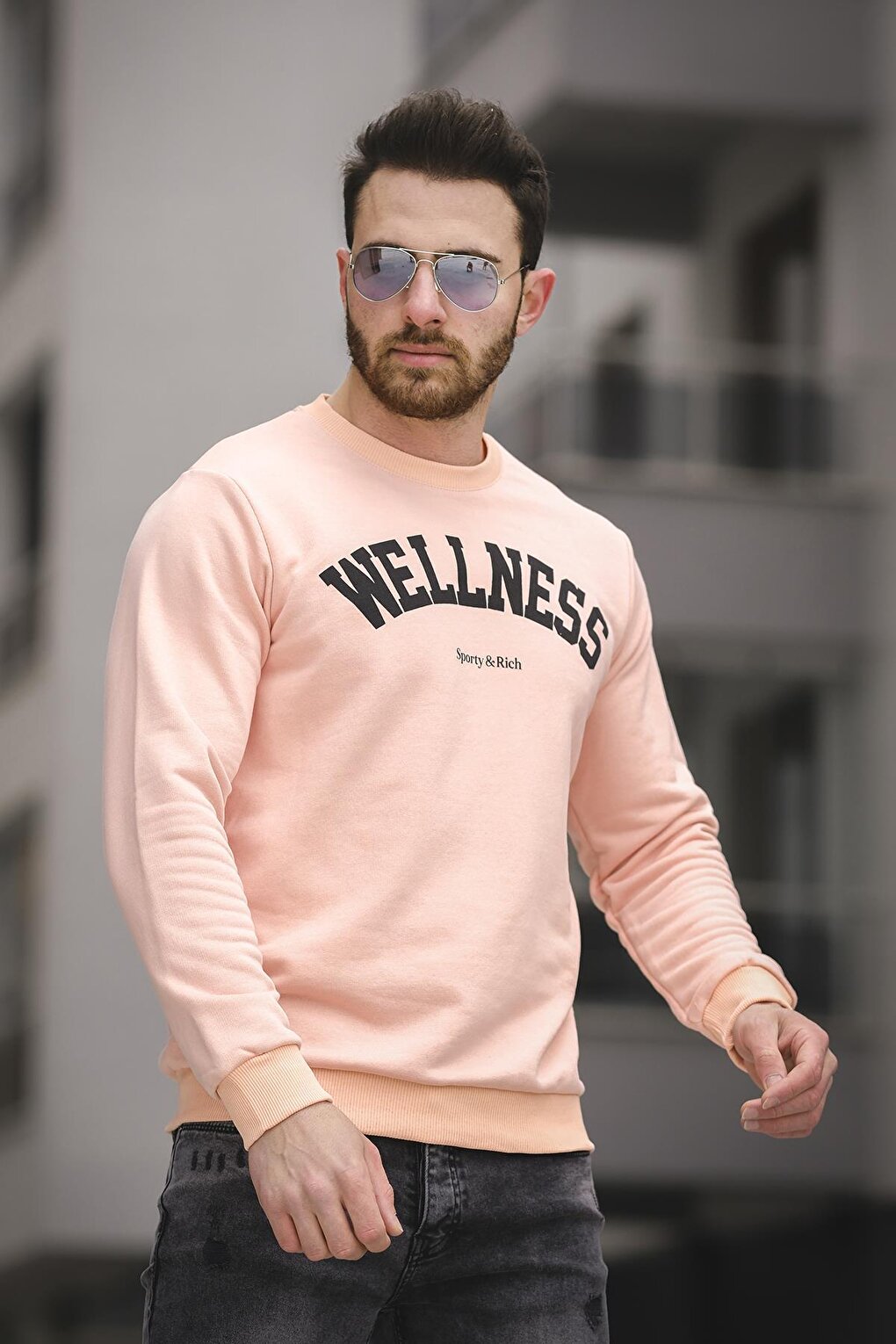 Wellness Slim Fit Three Thread Without Raising Printed Men's Sweatshirt