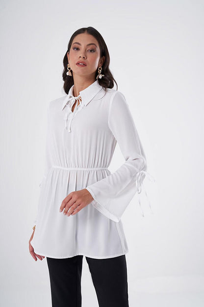 Ecru Tunic with Lace Detail