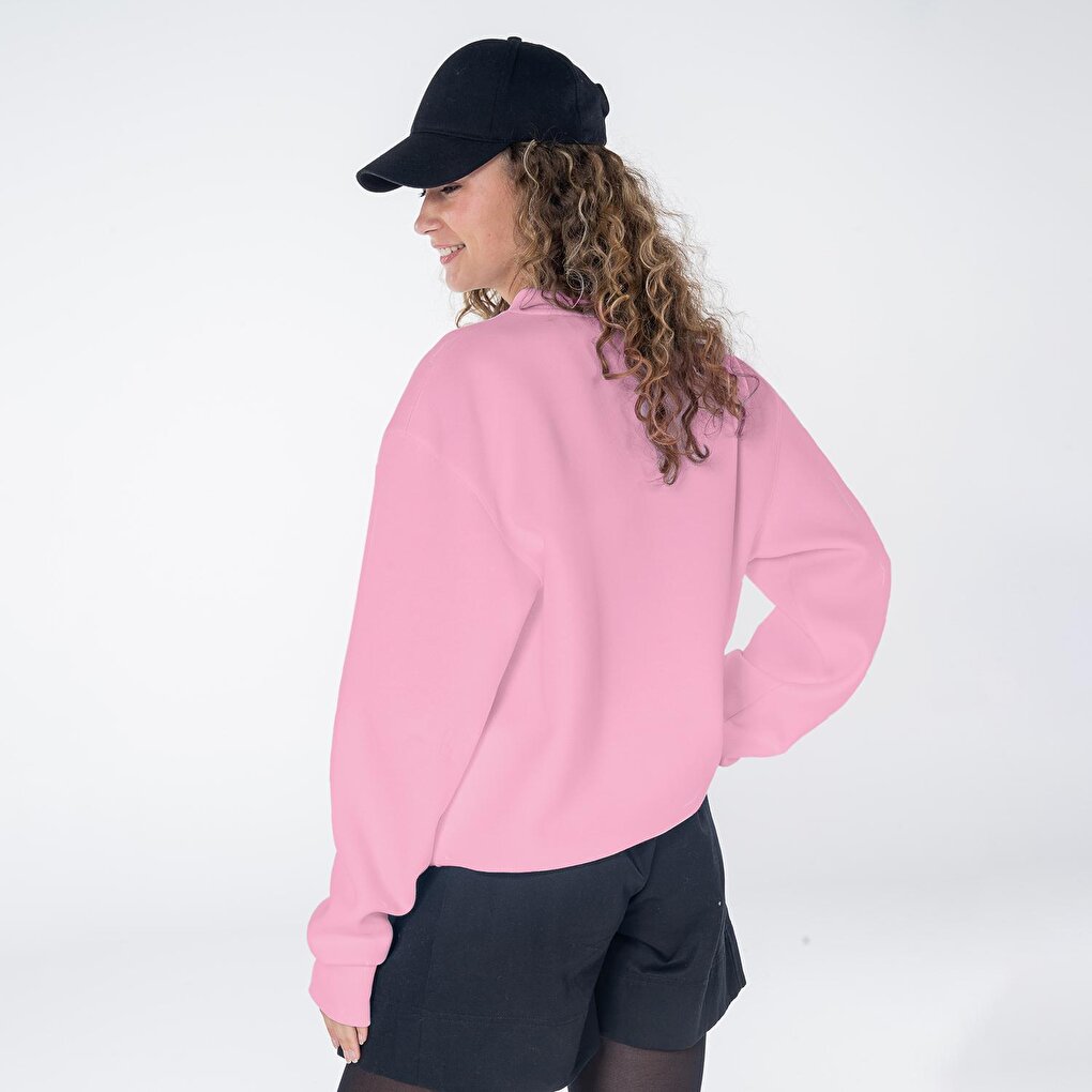 Monica Women's Pink Oversize Crew Neck Sweatshirt