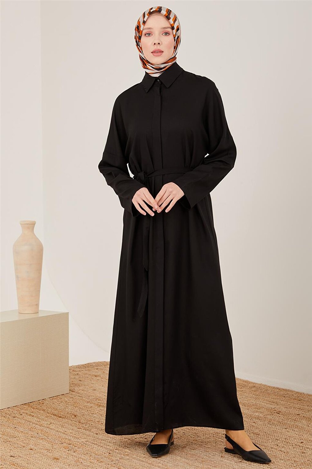 Viscose Dress with Tapered Sleeves 23Y9615