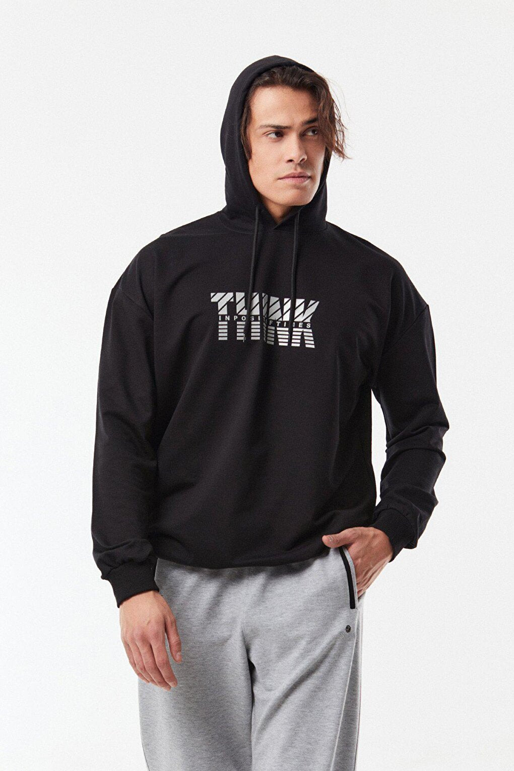 Text Printed Hooded Sweatshirt