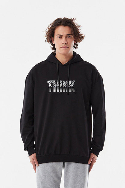 Text Printed Hooded Sweatshirt