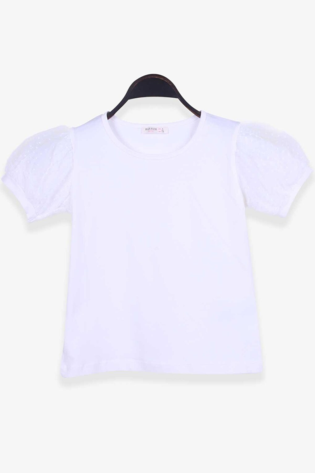 Girl's T-Shirt with Tulle Sleeves in Ecru (8-12 Years)