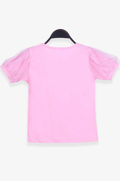 Girl's T-Shirt Sleeves Tulle Powder (Age 12)