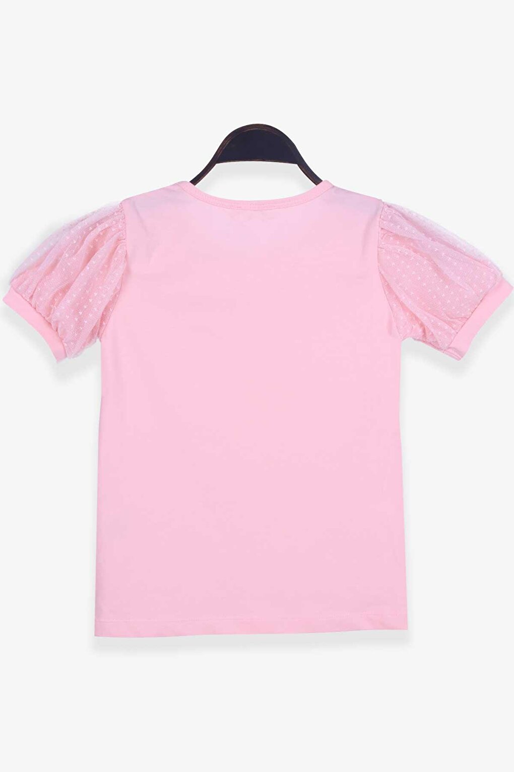 Girl's T-Shirt Salmon with Tulle Sleeves (8-12 Years)