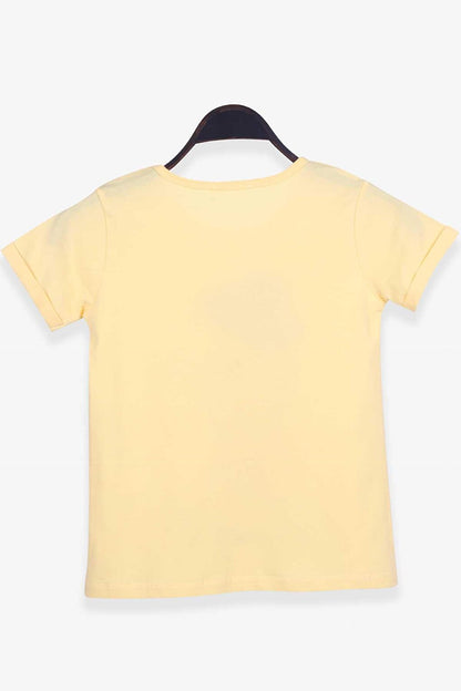 Girl's T-Shirt Girl Printed Yellow (Age 10-14)