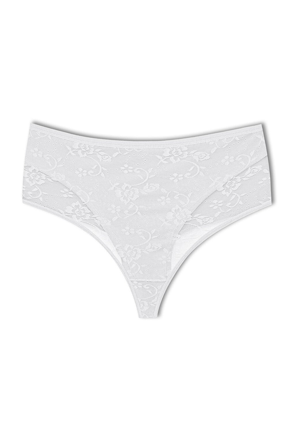 Cotton Front Double Layer Lez Lace High Waist Thong Women's Panties 3-Piece