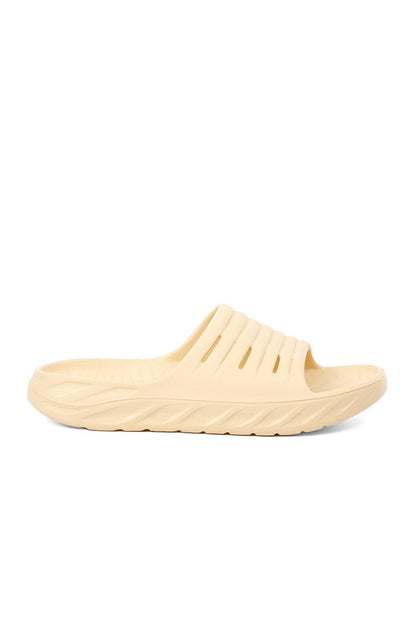 024 Beige Ultra Single Striped Men's Slippers