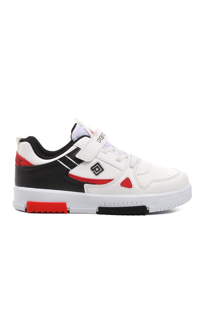 1564-F White-Black-Red Kids Sneaker