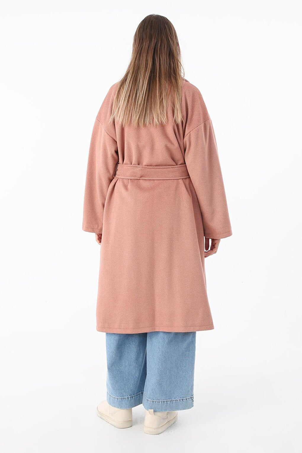 Rose Double Breasted Collar Belted Cashmere Coat