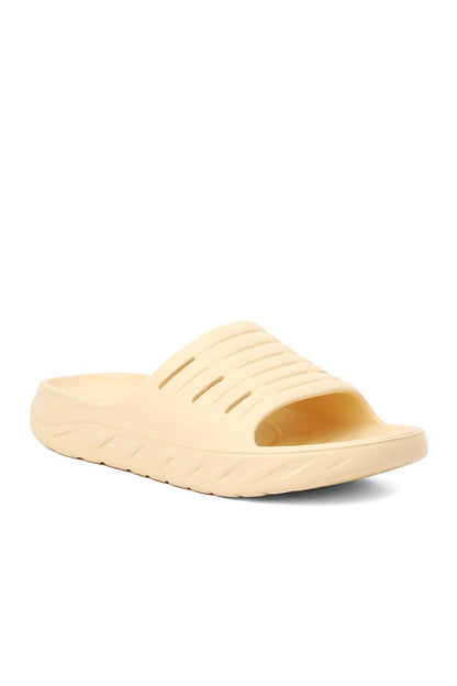 024 Beige Ultra Single Striped Men's Slippers