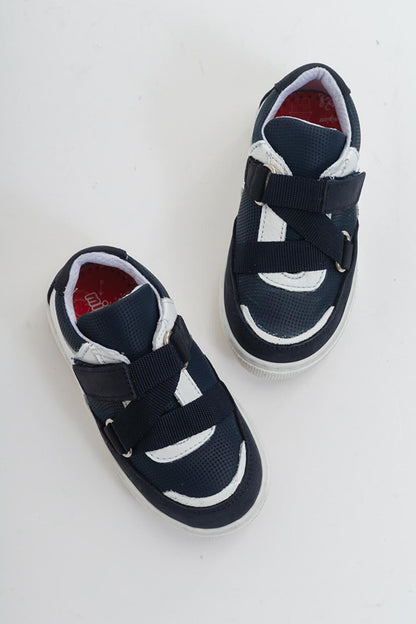 Boys' Navy Blue Leather healthy Supported Children's Sneaker Shoes