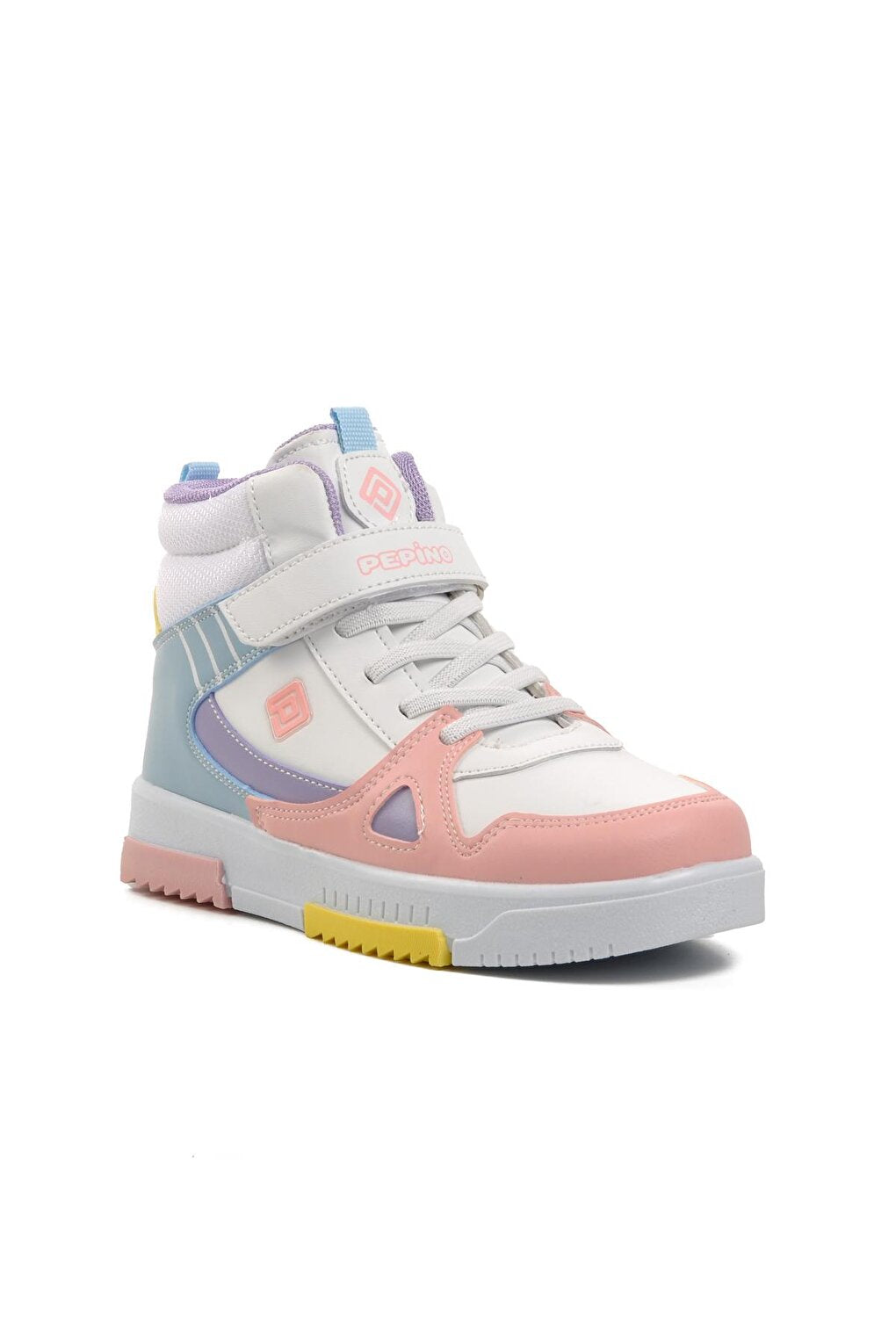 1563-F White-Powder-Lilac Kids Hi Sneaker