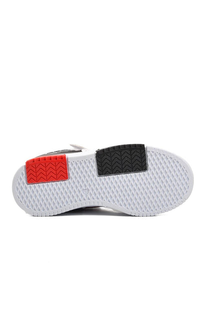 1563-F White-Black-Red Kids Hi Sneaker