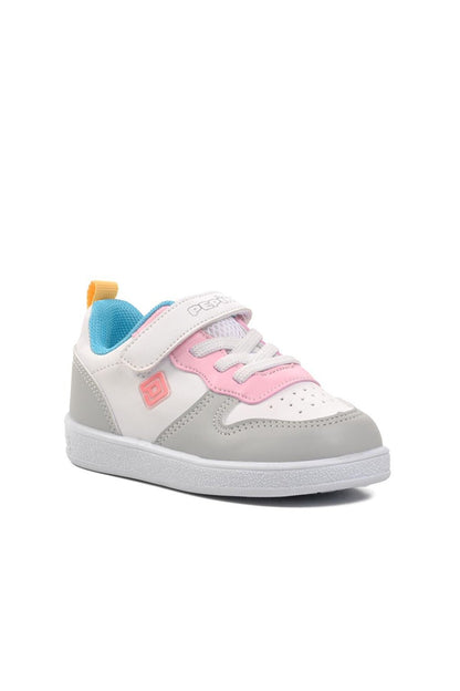 1204-B White-Pink-Turquoise Kids Sneaker