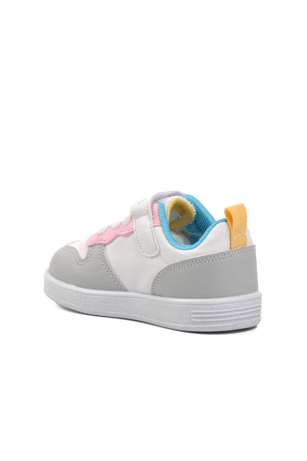 1204-B White-Pink-Turquoise Kids Sneaker