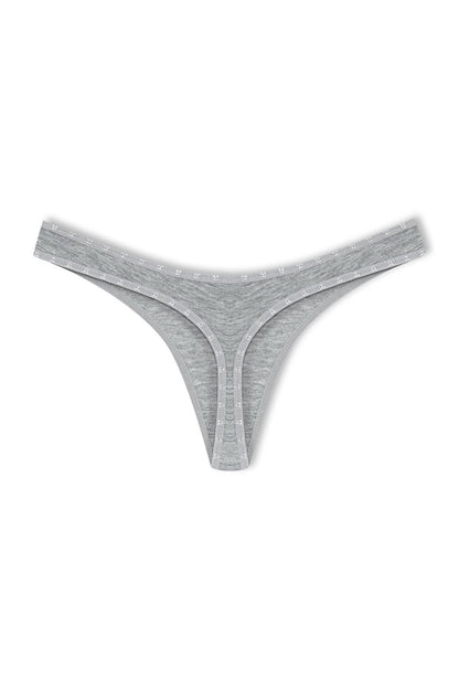 Cotton Heart Elastic Basic Thong Women's Panties 5-pack