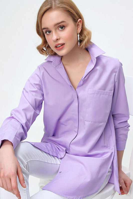 3879 Oversize Shirt with Pockets - Lilac