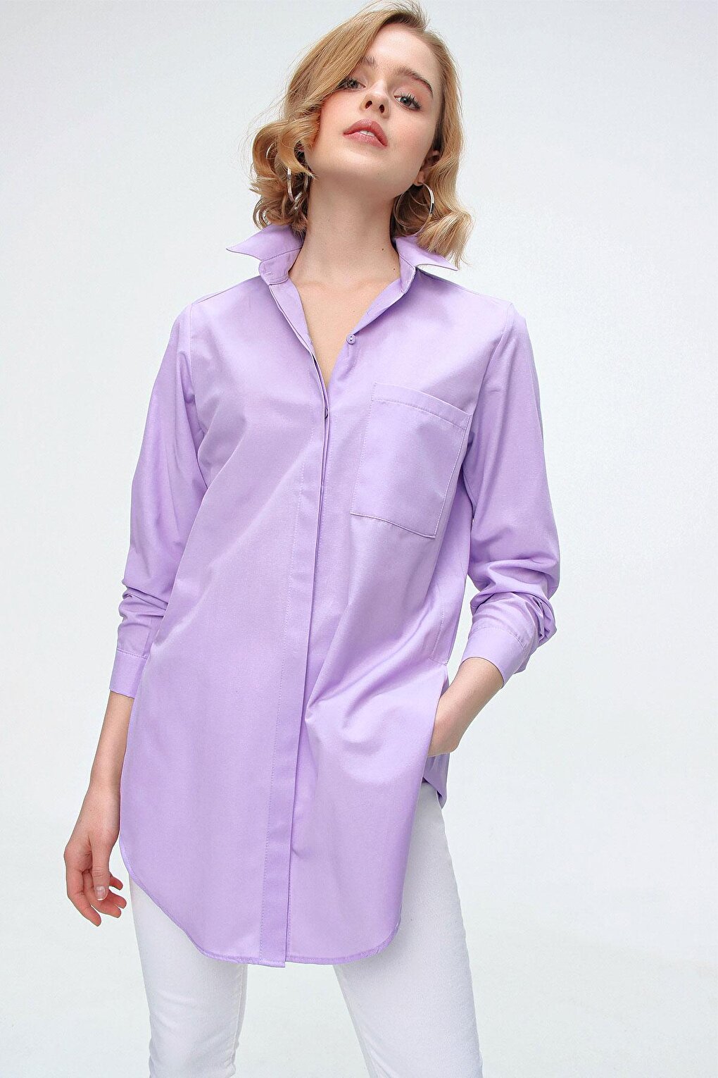 3879 Oversize Shirt with Pockets - Lilac