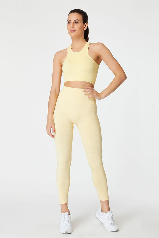 Palmi Melange Patterned High Waist Leggings Yellow