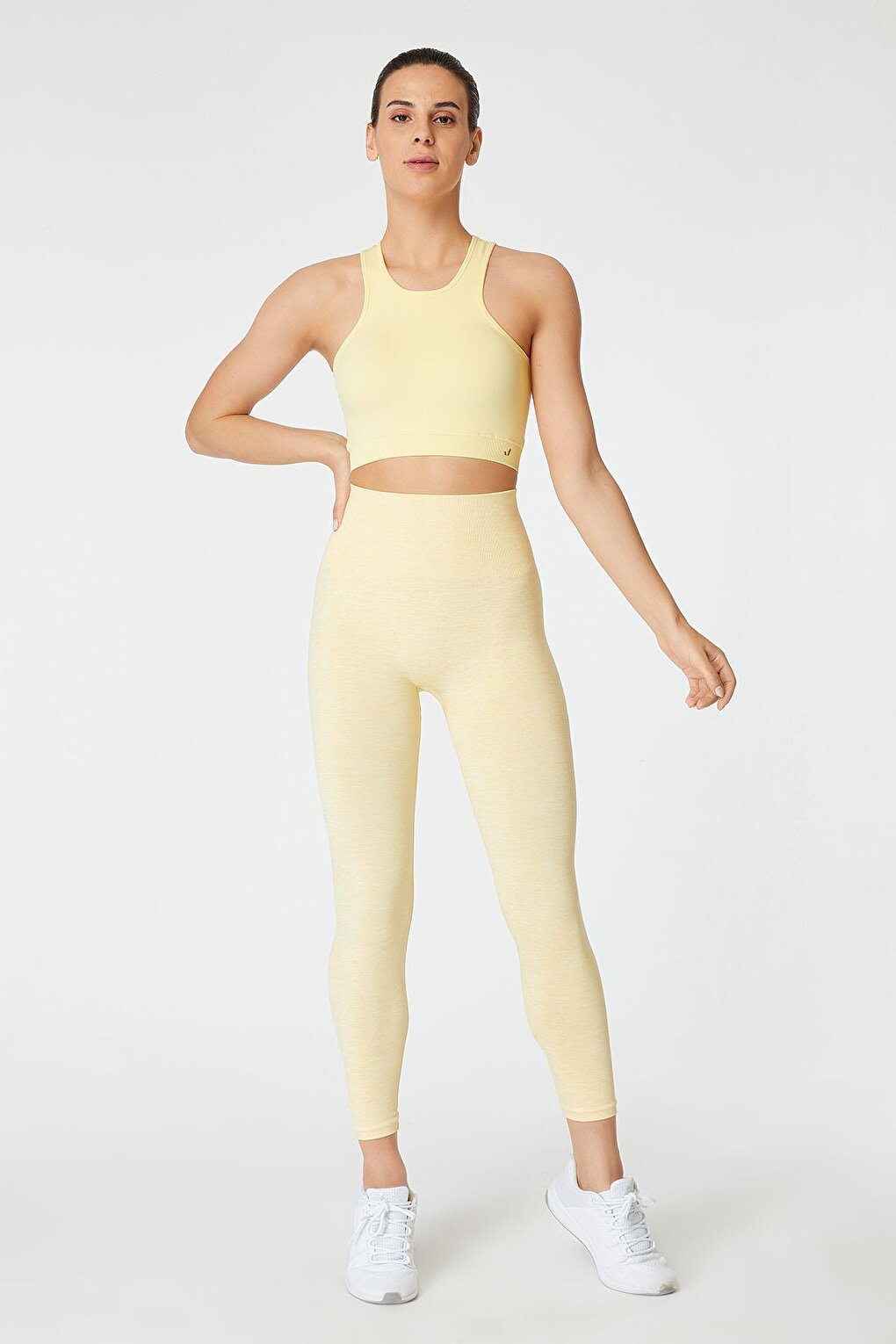 Palmi Melange Patterned High Waist Leggings Yellow