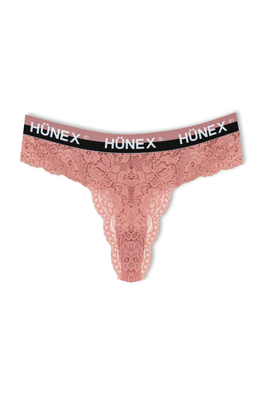 Lace Written Rubber Thong Women's Panties