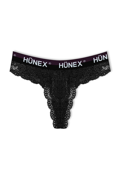 Lace Written Rubber Thong Women's Panties