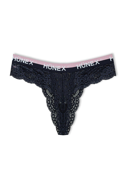 Lace Written Rubber Thong Women's Panties