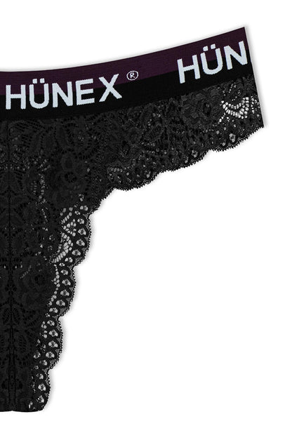 Lace Written Rubber Thong Women's Panties