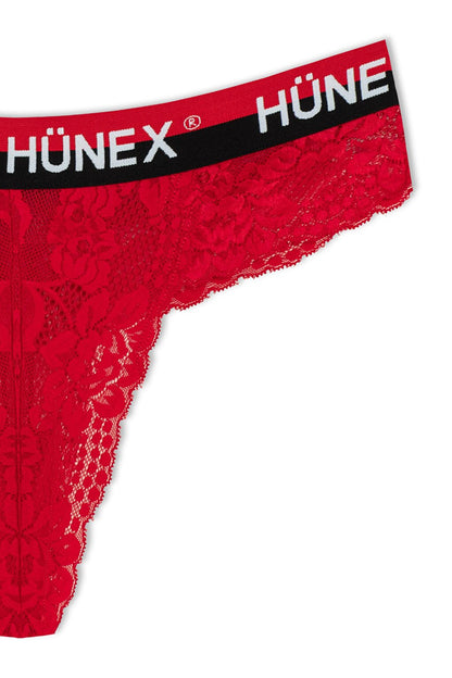 Lace Written Rubber Thong Women's Panties