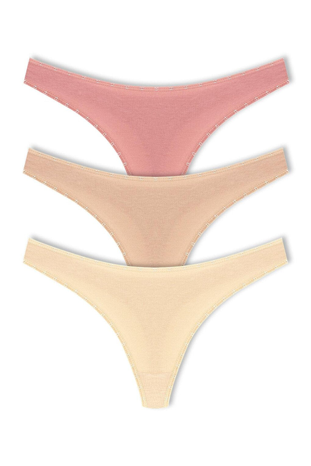 Cotton Heart Elastic Basic Thong Women's Panties 3-Piece