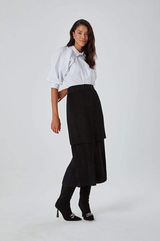 Special Pleated Black Skirt