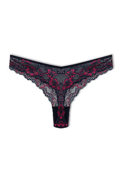 Double Color Lace High Waist Brazilian Women's Thong Panties 9'L