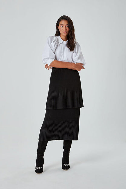 Special Pleated Black Skirt