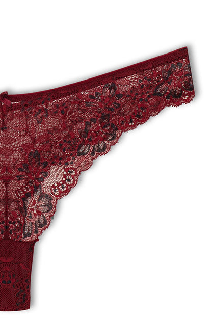 Double Color Lace High Waist Brazilian Women's Thong Panties 9'L