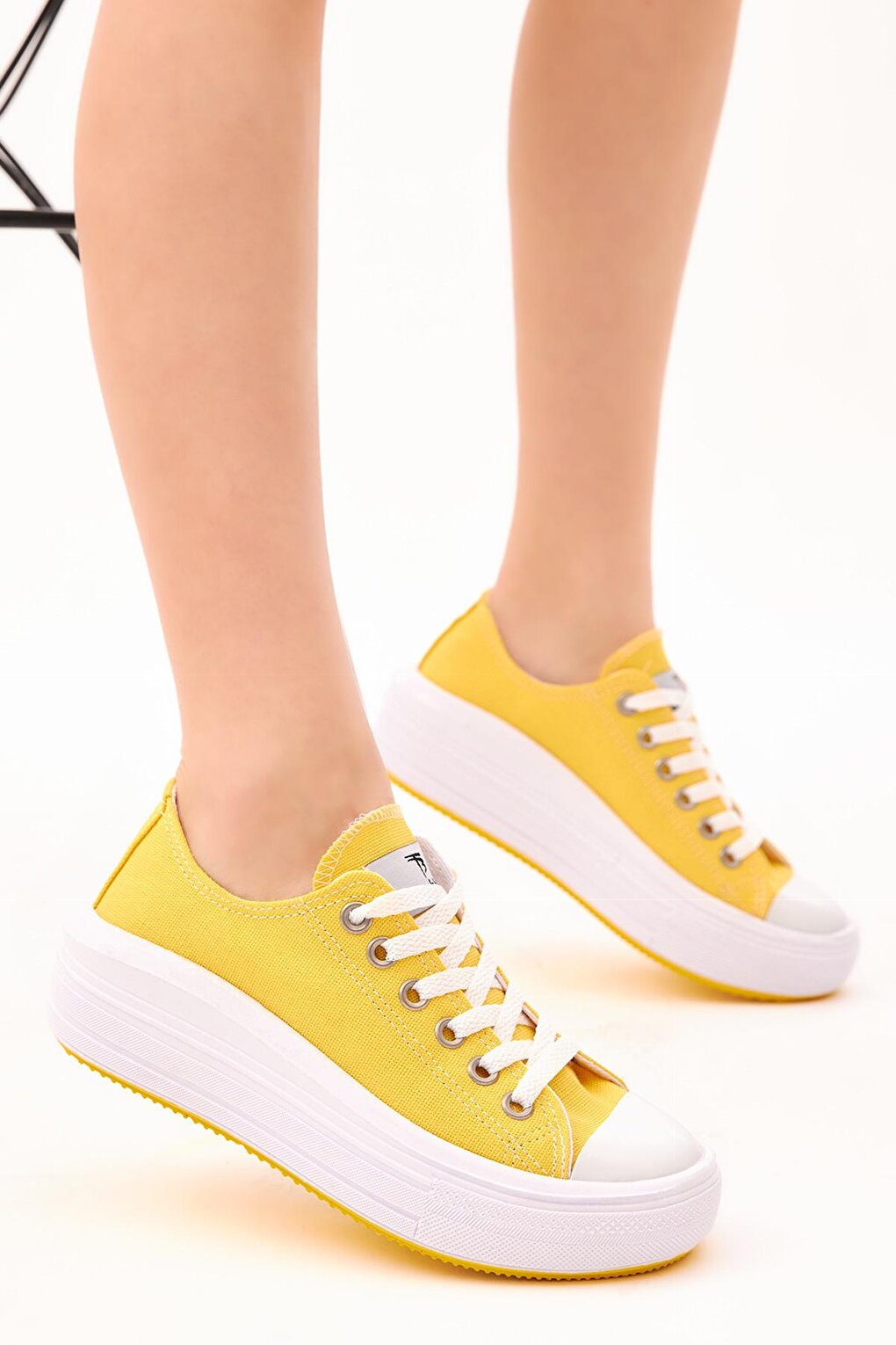 Women's Yellow Comfortable Mold Thick Sole Sneakers