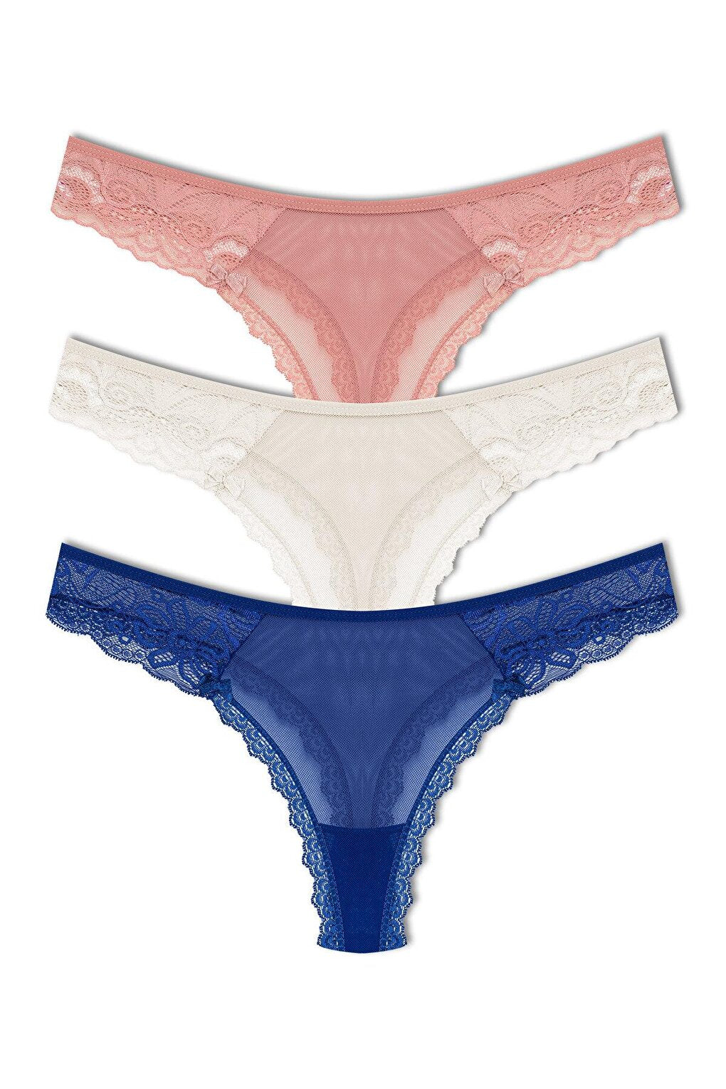 Tulle Lace Thong Women's Panties 3-Piece