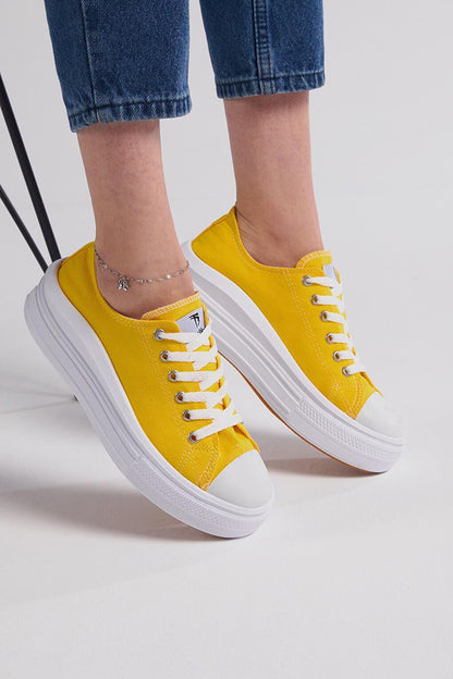 Women's Yellow Comfortable Mold Thick Sole Sneakers