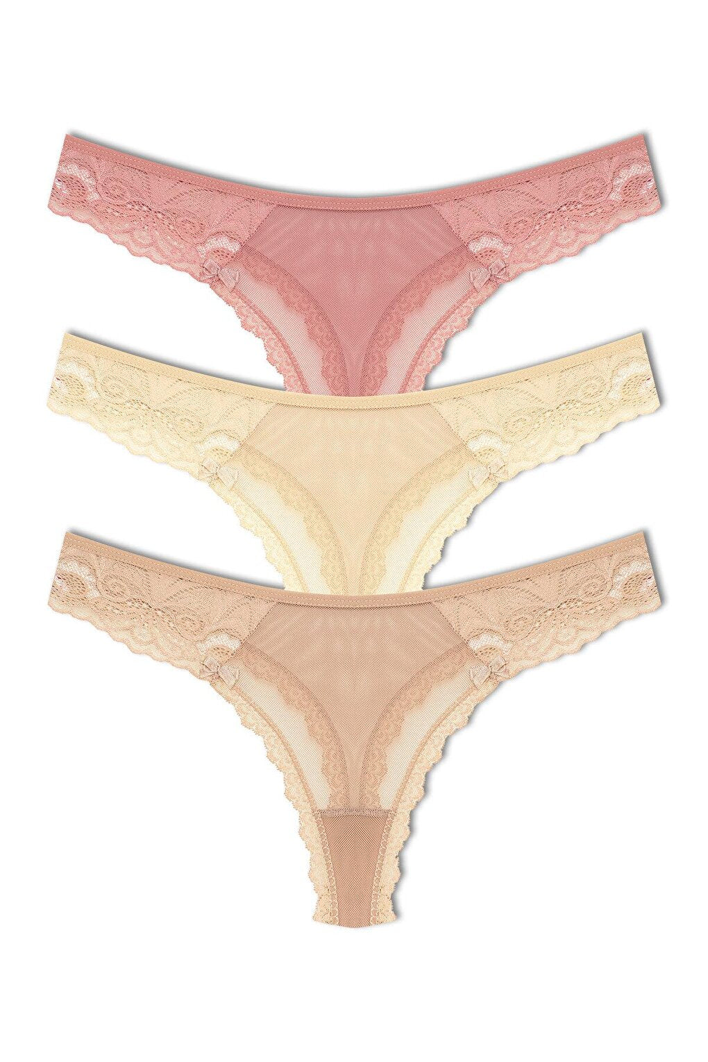 Tulle Lace Thong Women's Panties 3-Piece