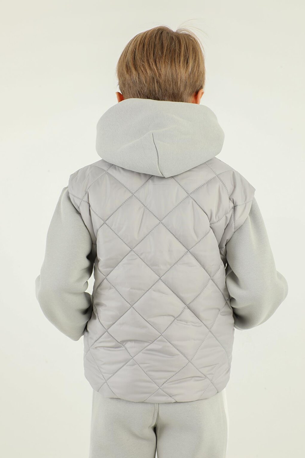 Stand-up Collar Checkered Pattern Detailed Boy's Vest