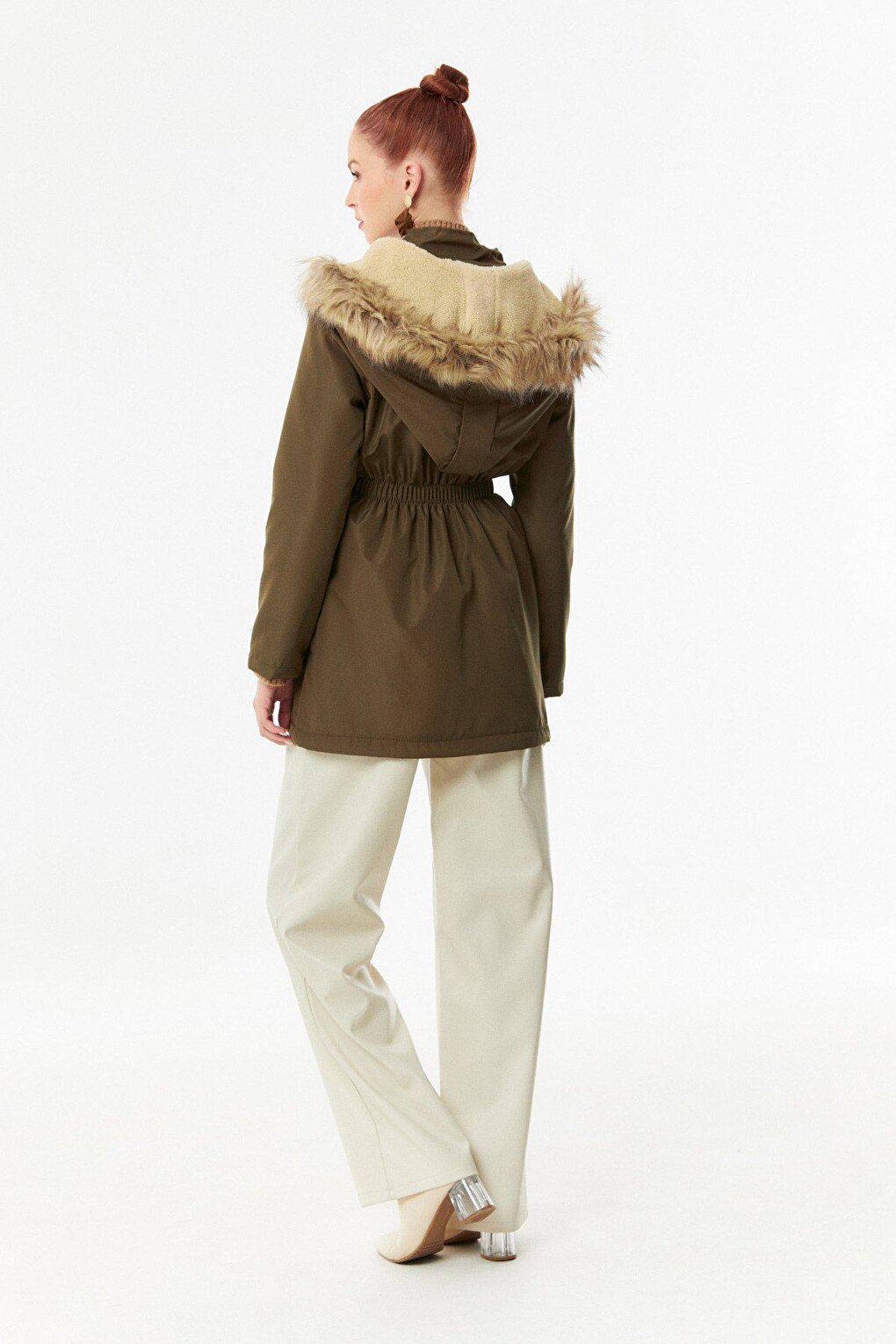 Hooded Coat with Elastic Waist