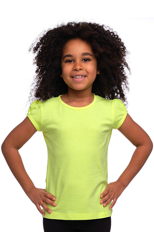 Neon Yellow Girl's Short Sleeve Basic T-Shirt