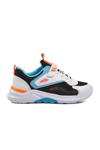 1543-F Black-White-Turquoise Children's Sports Shoes