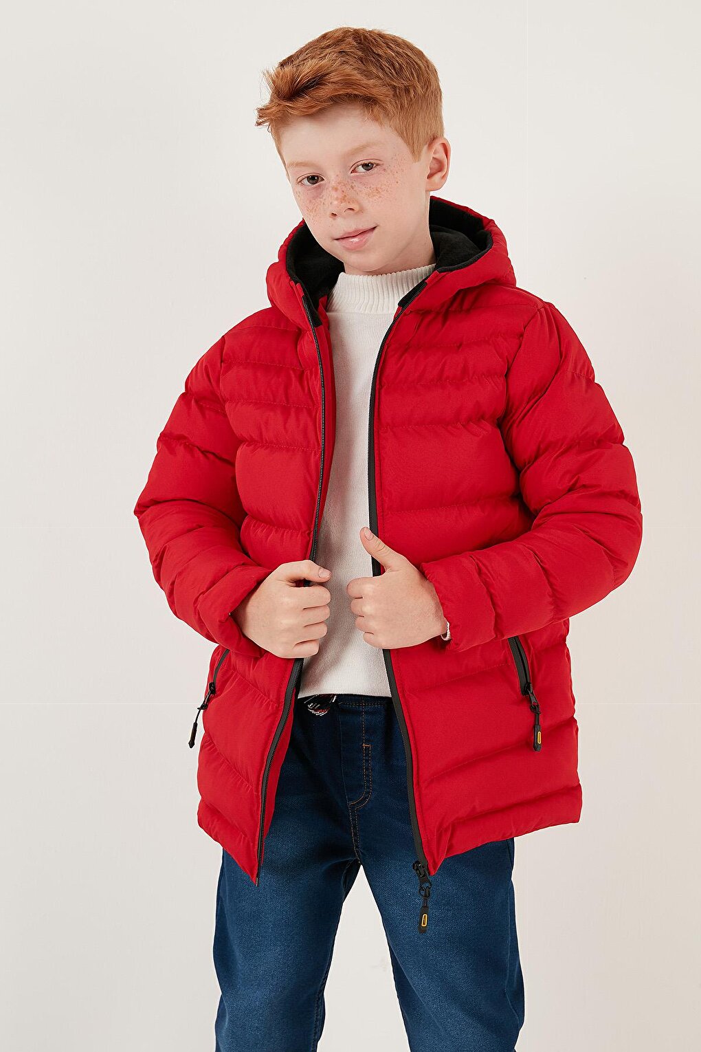 Hooded Puffer Coat with Zipper Pockets 6492324