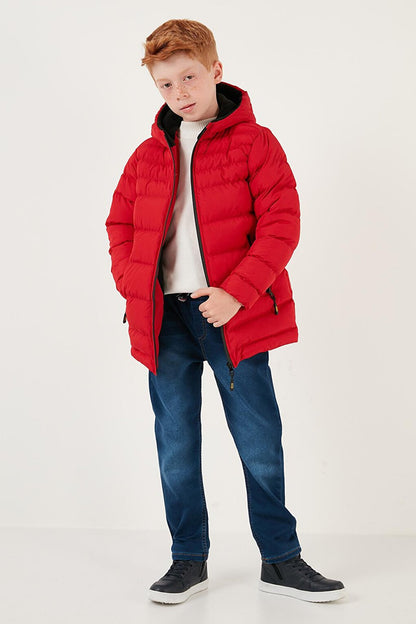 Hooded Puffer Coat with Zipper Pockets 6492324