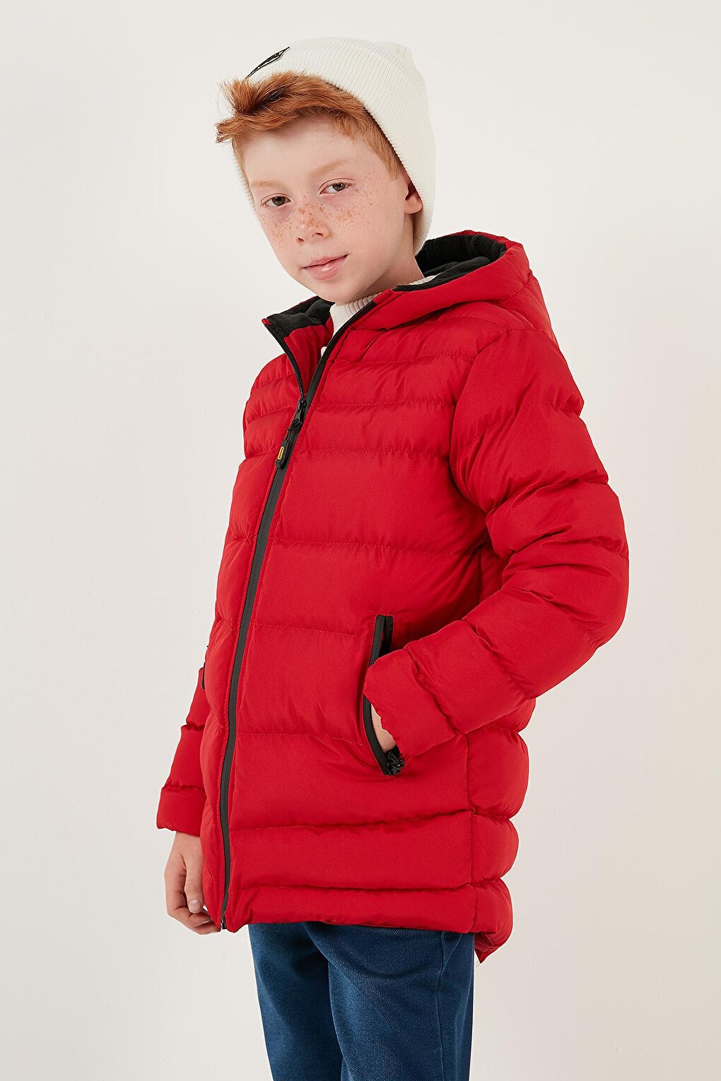 Hooded Puffer Coat with Zipper Pockets 6492324